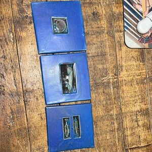 Vintage 2001 Michael Cohen Blue Ceramic Wall Art with Sea Motif